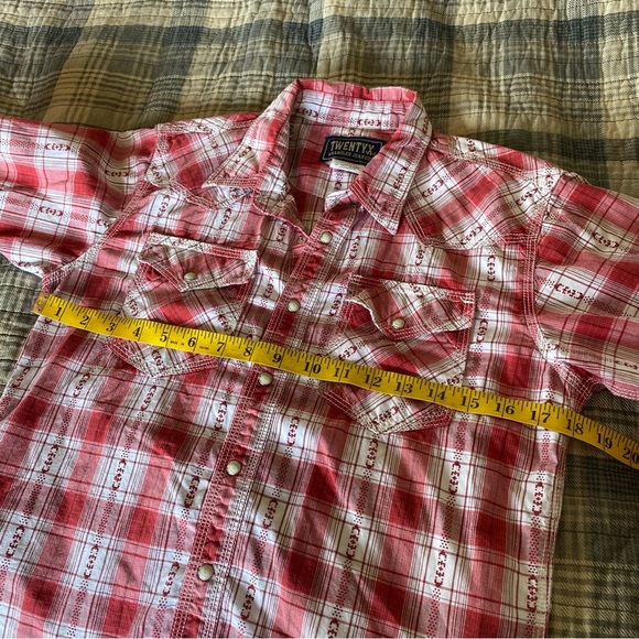 TwentyX Wrangler Western Shirt Pearl Snap Buttons Plaid Embroidered Red: XL - Picture 8 of 10